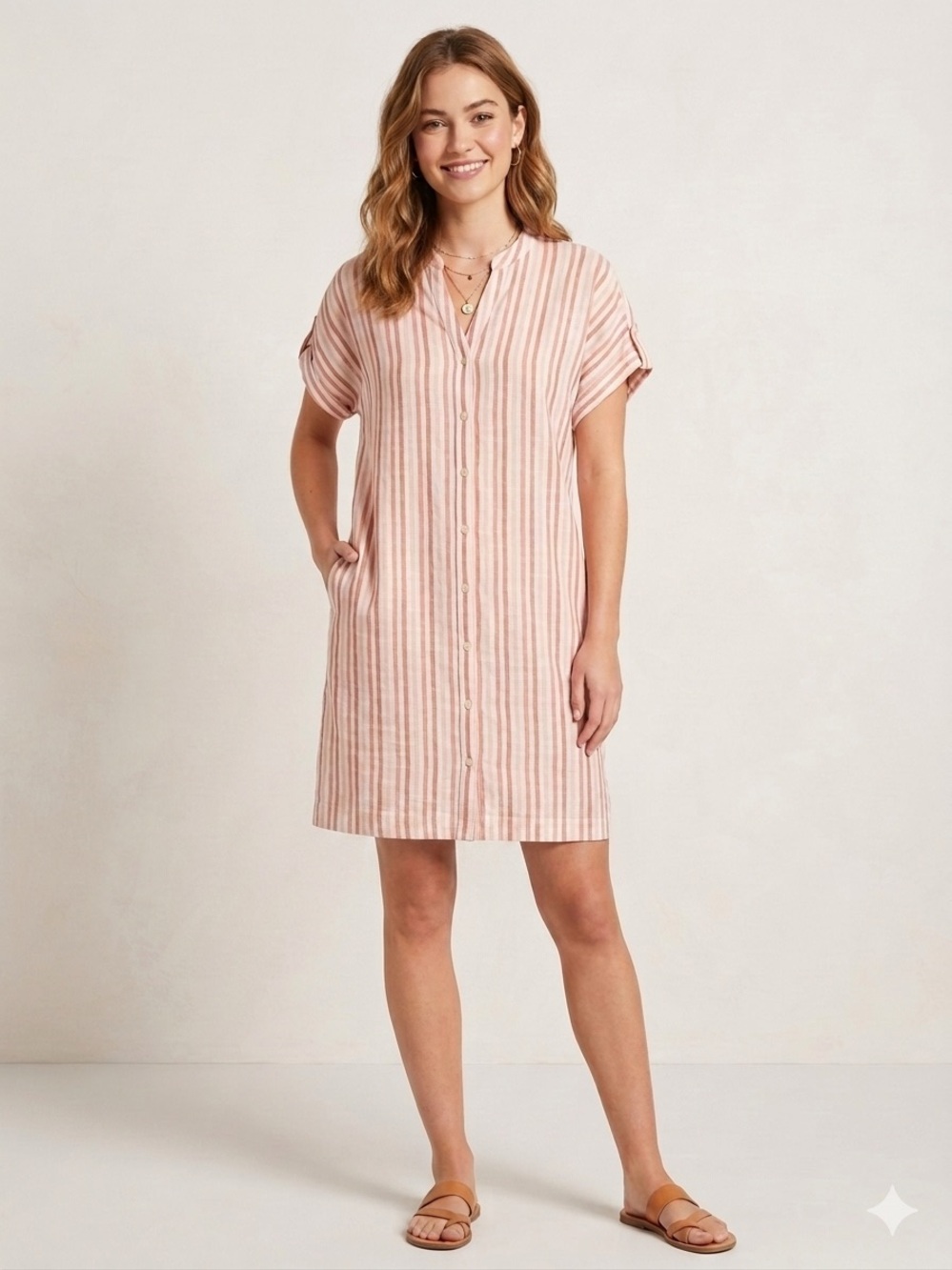 NWT Thread & Supply Linen Blend Stripped Shirt Dress